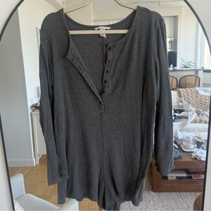 Victoria's Secret Charcoal Ribbed Henley Sleep/ Lounge Romper